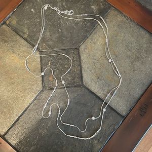Long fashion double strand necklace silver Chicos